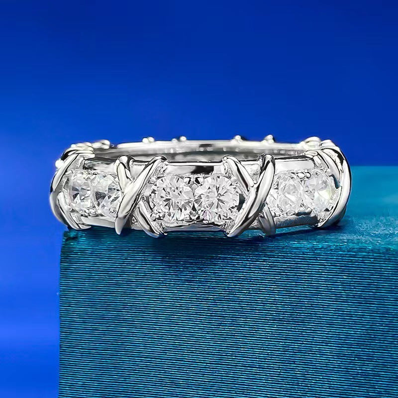 Wholesale Full Diamond Zirconia French Cross Open Ring